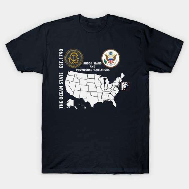 State of Rhode Island and Providence Plantations T-Shirt by NTFGP
